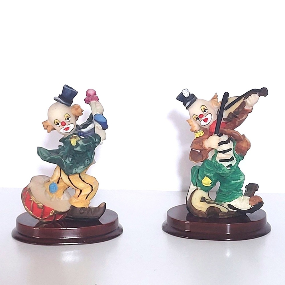 Ks Collection Clowning Around Figurines Musical Clowns Resin Set Multicolor 4.5"